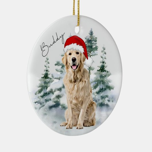Golden Retriever, persoonlijke kerstversiering Keramisch Ornament (Rechts)
