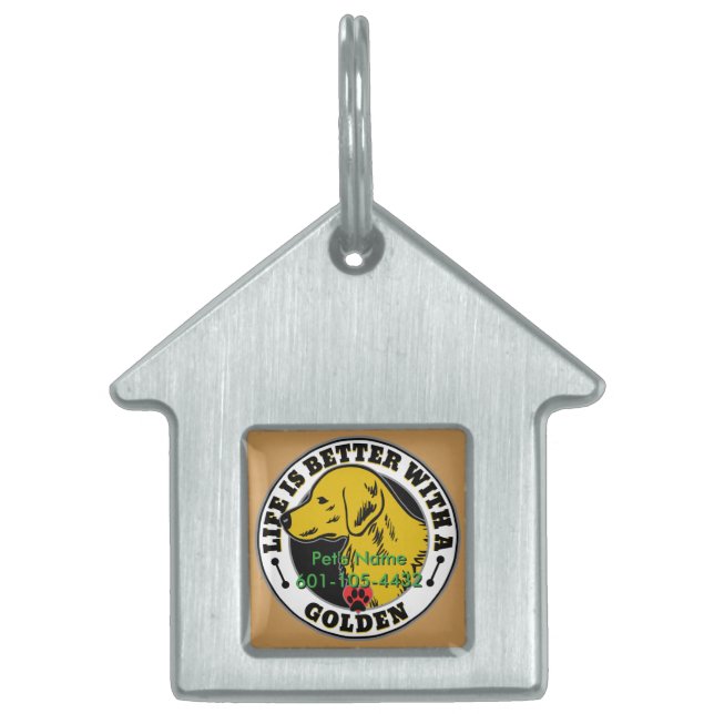 Golden Retriever persoonlijke levenssfeer is beter Huisdieren Naamplaatje (Voorkant)