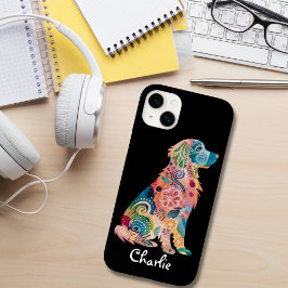 Golden Retriever Pet Dog, Abstracte Bloemen, Aange Case-Mate iPhone 14 Plus Hoesje