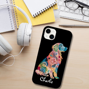 Golden Retriever Pet Dog, Abstracte Bloemen, Aange Case-Mate iPhone 14 Plus Hoesje