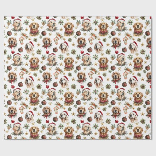 Golden Retriever Pet Dog Christmas Pattern Cadeaupapier (Vlak)