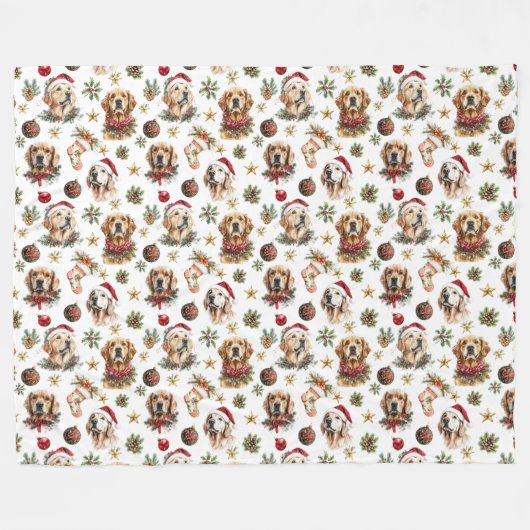 Golden Retriever Pet Dog Christmas Pattern Fleece Deken (Voorkant (Horizontaal))