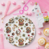 Golden Retriever Pet Dog Christmas Pattern Papieren Bordje (Feest)