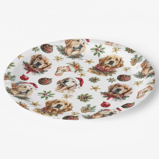 Golden Retriever Pet Dog Christmas Pattern Papieren Bordje (Gekanteld)