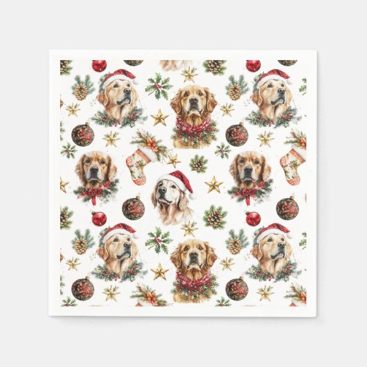 Golden Retriever Pet Dog Christmas Pattern Servet (Voorkant)