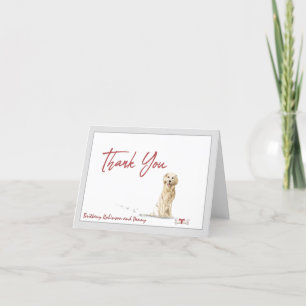 Golden Retriever Pet Dog Personaliseer Bone Ribbon Bedankkaart