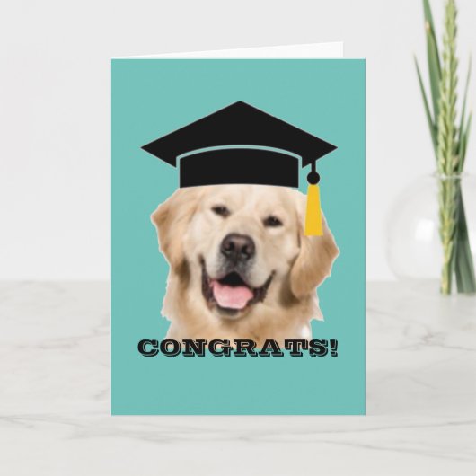 Golden Retriever Pet en Tassel Congrats Afstuderen Kaart (Voorkant)