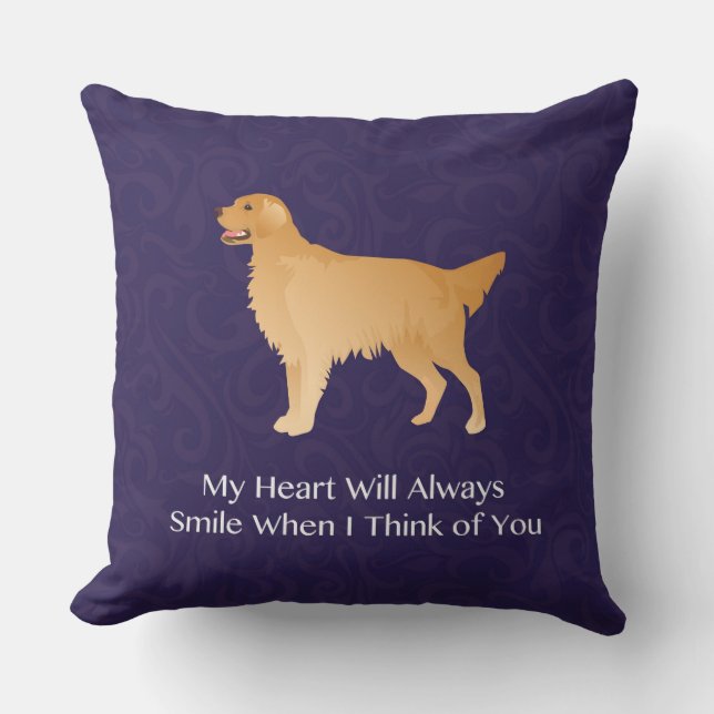 Golden Retriever - Pet Memorial - Denking of You Kussen (Voorkant)