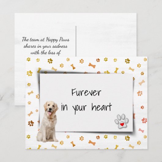 Golden Retriever Pet Sympathieverlies Briefkaart (Voorkant / Achterkant)