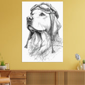 Golden Retriever Pilot Marble Statue Canvas Art Afdruk (Insitu (Woonkamer))