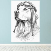 Golden Retriever Pilot Marble Statue Canvas Art Afdruk (Insitu (Houten vloer))