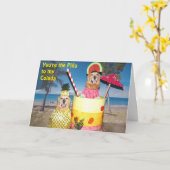 Golden Retriever Piña Colada Vriendschap Kaart (Gele Bloem)