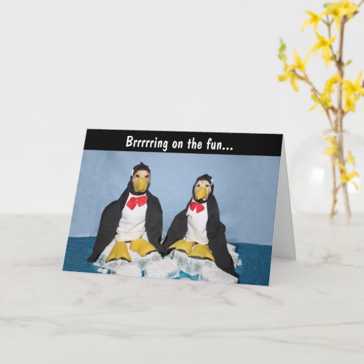 Golden Retriever Pinguïns Iceberg Verjaardag Kaart (Gele Bloem)