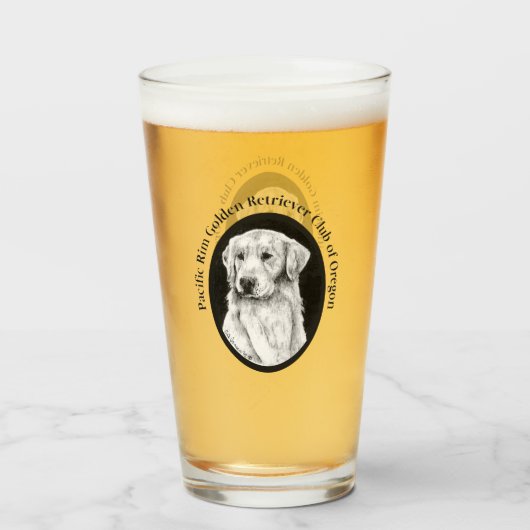 Golden Retriever Pint Glass Glas (Voorkant gevuld)