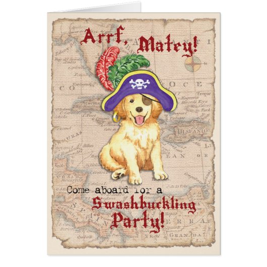 Golden Retriever Pirate Invitation (Voorkant)