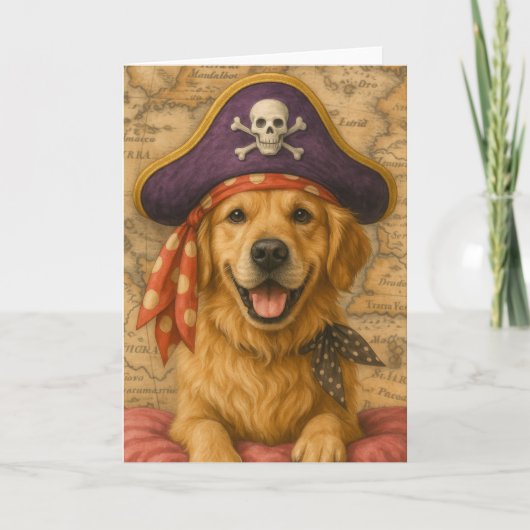 Golden Retriever Pirate Kaart (Voorkant)