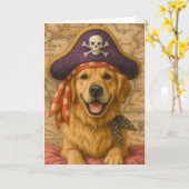 Golden Retriever Pirate Kaart (Gele Bloem)
