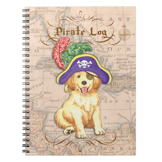 Golden Retriever Pirate Notitieboek (Voorkant)