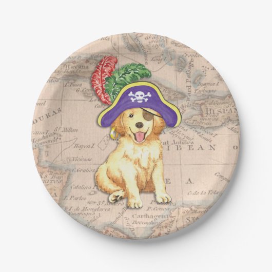 Golden Retriever Pirate Papieren Bordje (Voorkant)