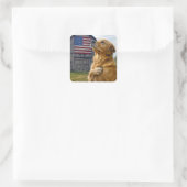 Golden Retriever Pledging Allegiance  Vierkante Sticker (Tas)