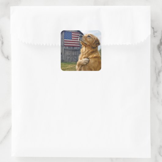 Golden Retriever Pledging Allegiance  Vierkante Sticker (Tas)