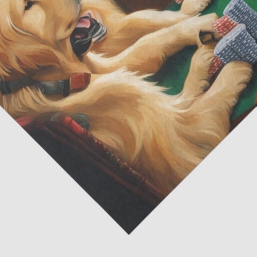 Golden Retriever Poker Party Decoupage Papier (Detail)