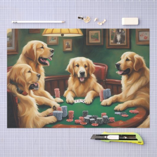 Golden Retriever Poker Party Decoupage Papier (Craft)