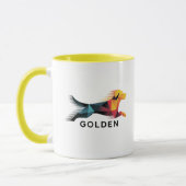 Golden retriever poligonal en amarillo y azul mok (Links)