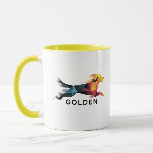 Golden retriever poligonal en amarillo y azul mok (Links)