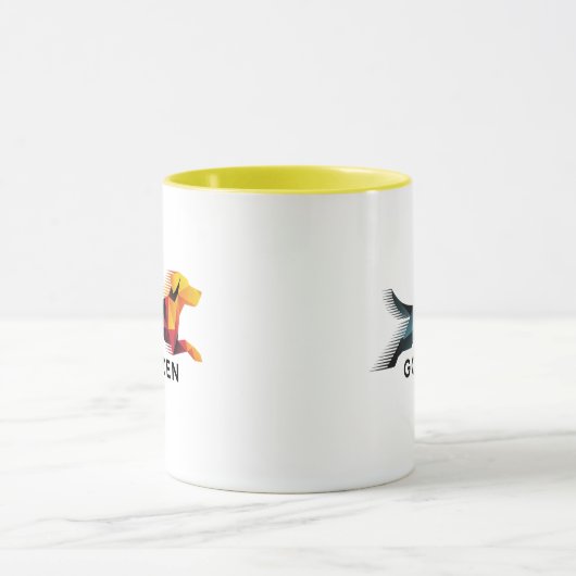 Golden retriever poligonal en amarillo y azul mok (Midden)