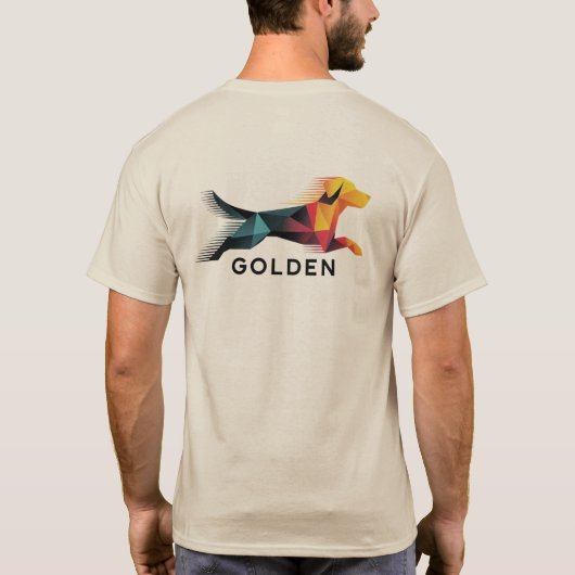 Golden retriever poligonal en amarillo y azul t-shirt (Achterkant)