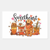 Golden Retriever pompoen koffie Rechthoekige Sticker (Voorkant)