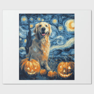 Golden Retriever Pompoen Sterrennacht Hondenmoeder Cadeaupapier