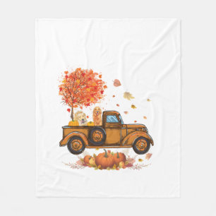 Golden Retriever Pompoen Truck Herfstblad Herfst t Fleece Deken