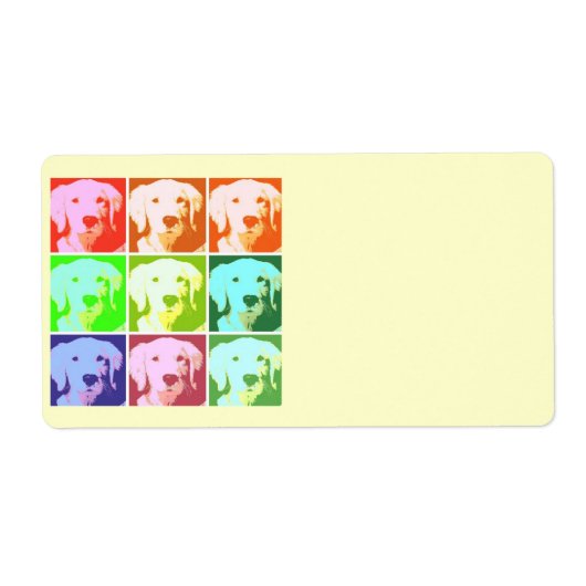 Golden Retriever Pop Art Etiket (Voorkant)