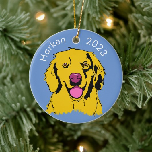 Golden Retriever Pop Art Keramisch Ornament (Boom)
