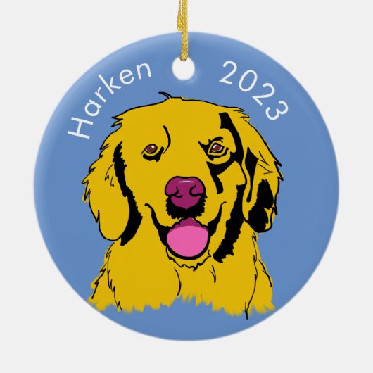 Golden Retriever Pop Art Keramisch Ornament (Achterkant)