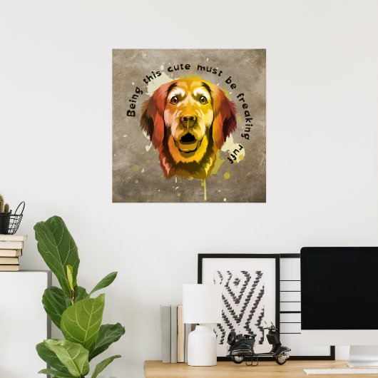 Golden Retriever Pop Poster (Thuiskantoor)