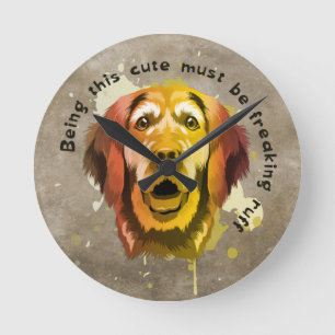 Golden Retriever pop stijl Ronde Klok