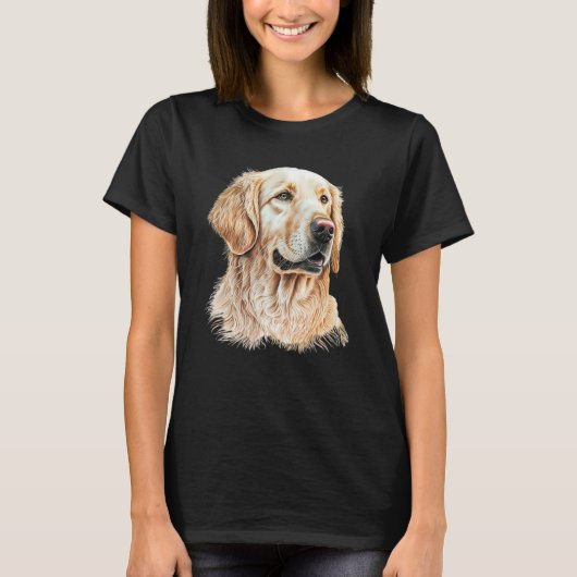Golden Retriever Portrait Hand Drawn Art Dog Lover T-shirt (Voorkant)