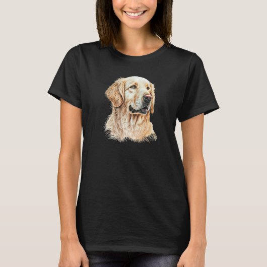 Golden Retriever Portrait Hand Drawn Art Dog Lover T-shirt (Voorkant)