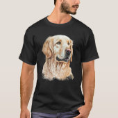 Golden Retriever Portrait Hand Drawn Art Dog Lover T-shirt (Voorkant)