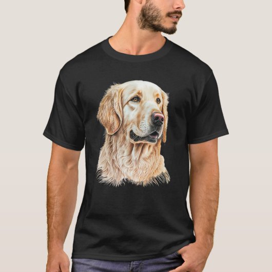 Golden Retriever Portrait Hand Drawn Art Dog Lover T-shirt (Voorkant)