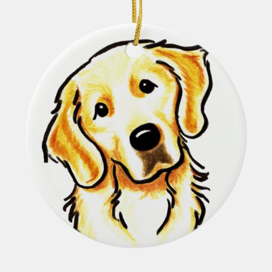 Golden Retriever Portrait Personalized Keramisch Ornament (Voorkant)