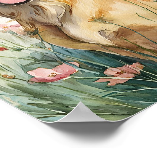 Golden Retriever Portrait Poster – Waterverf Dog (Hoek)