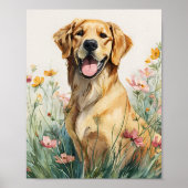 Golden Retriever Portrait Poster – Waterverf Dog (Voorkant)