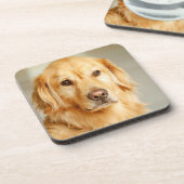 Golden Retriever Portret Bier Onderzetter (Linkerzijde)