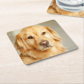 Golden Retriever Portret Kartonnen Onderzetters (Schuin)