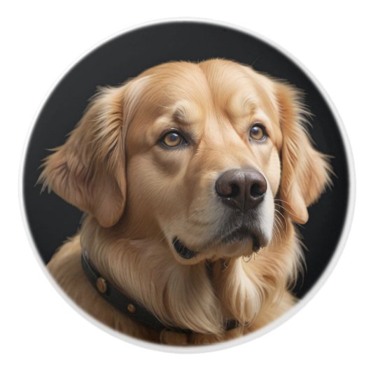 Golden Retriever Portret Keramische Knop (Voorkant)