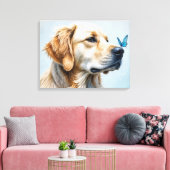 Golden Retriever Portret met vlinder Canvas Afdruk (Insitu (Woonkamer))